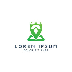 place and leaf negative space logo design