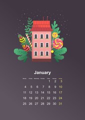 vertical wall calendar page for month 2021