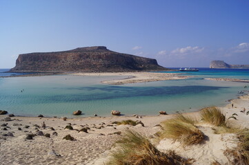 Fototapeta na wymiar Balos Beach, Kissamos, Crete (Greece): view on the lagoon and the peninsula