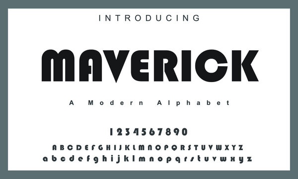 Maverick Font. Elegant Alphabet Letters Font And Number. Lettering Minimal Fashion Designs. Typography Fonts Regular Uppercase And Lowercase. Vector Illustration