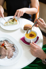 Women having lunch in a cafe