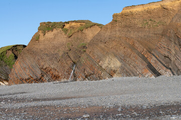 Sedimentary geology at Sandymouth Beach, North Cornwall, UK 