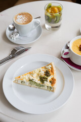 Traditional french quiche pie served for lunch