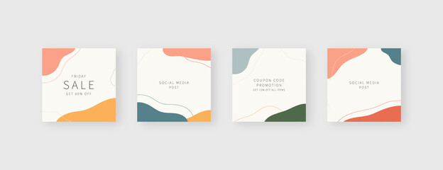 Social media template. Trendy editable social media post template. Mockup isolated. Template design. Vector illustration.