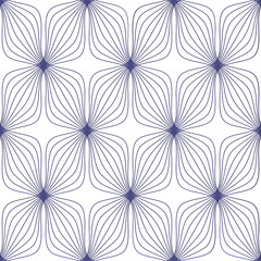 Vector geometric seamless pattern. Modern geometric background with fantastic flowers made of thin threads.