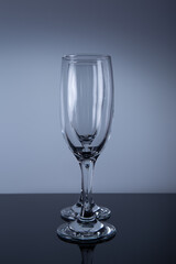 empty glasses on black glass. closeup
