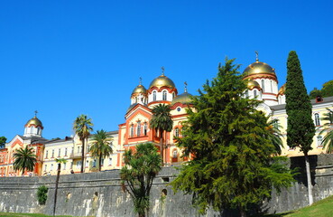 Fototapeta na wymiar Architecture of the city of New Athos in Abkhazia. 
