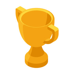 Cup icon, winner and competition. Trophy or award for champion, isometric vector illustration. Isolated on white background. 