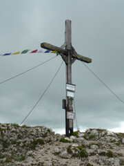 Summit cross Pyramidenspitze mountain hiking tour in Tyrol, Austria