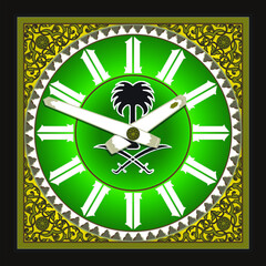 Art clock face night of Mecca town