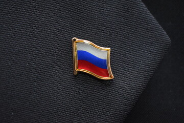 Russia Flag lapel pin on a suit