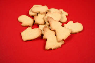 Christmas baking cookies on a dark wooden background