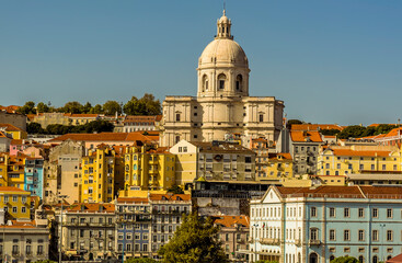 Obraz premium A view of the colourful buildings in the old quarter of Lisbon, Portugal