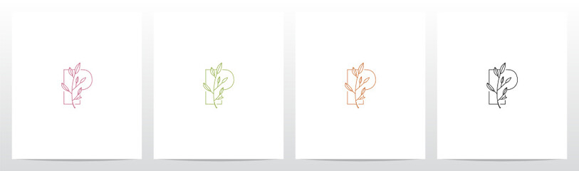 Branch With Leaves On Letter Logo Design P