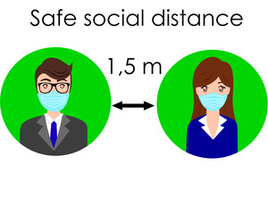 Illustration on the topic of maintaining social distance