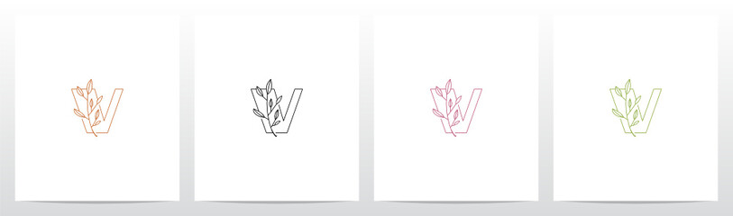 Branch With Leaves On Letter Logo Design V © recehan