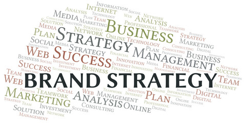 Brand Strategy word cloud create with text only.