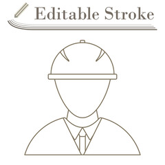 Icon Of Construction Worker Head In Helmet