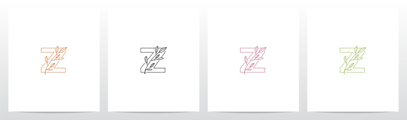 Branch With Leaves On Letter Logo Design Z