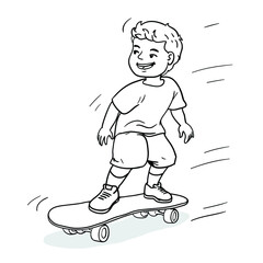 child on roller skates, Boy playing skateboard
