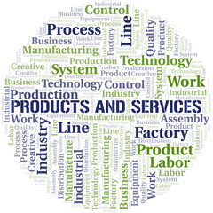 Obraz premium Products And Services word cloud create with text only.