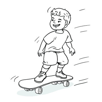 child on roller skates, Boy playing skateboard
