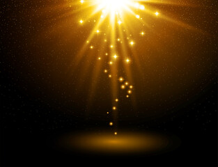Abstract light background. Magic light with gold burst