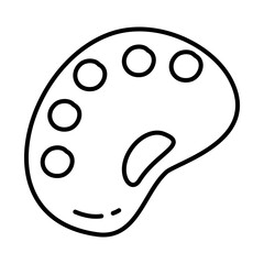 Fototapeta premium stationary concept, paint palette icon, line doodle style