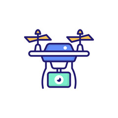 Drone Flat Filled Style Icon. EPS File 10