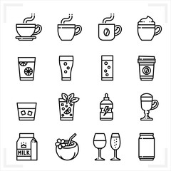 Drinks and Beverages icons with White Background