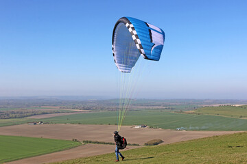 Paraglider launching wing in the Pewsey Vale