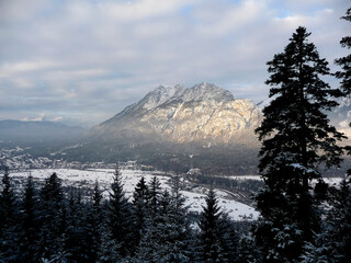 Kramerspitze mountain in wintertime, Bavaria, Germany