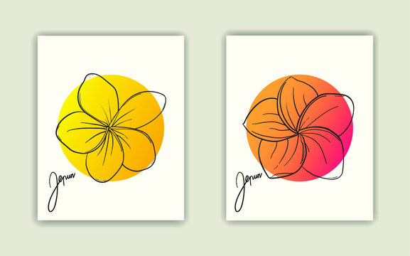 minimalist frangipani flower abstract illustration for wall decoration, postcard or brochure design. EPS10.