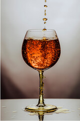 Alcoho in translucent glass on white background.