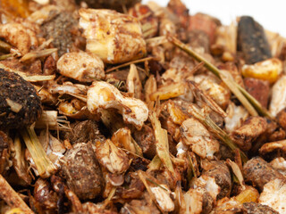 elite muesli  background for  sportive  horses. macro
