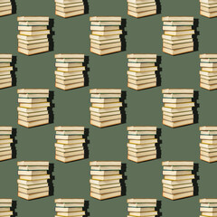 Stack of books and textbooks, seamless pattern for the background.