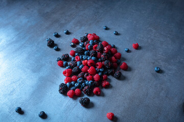 berries an abstract gray background seen from above