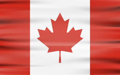 Waving Canada flag waving form with shadow. Vector illustration.