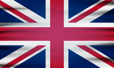 The national flag of Great Britain. The symbol of the state on wavy cotton fabric. Realistic vector illustration