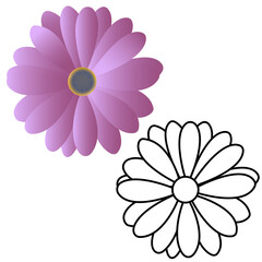 3d and line set of beautiful flower gradient vector design isolated on white background