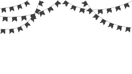 Flag Bunting garland silhouette, black, holidays. Vector holiday illustration, template, on an isolated background.