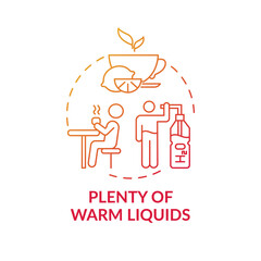 Warm liquids concept icon. Effective remedy for killing bacteria idea thin line illustration. Improvement in cough sensation. At-home treatment. Vector isolated outline RGB color drawing