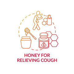 Honey for relieving cough concept icon. Effective cough suppressant idea thin line illustration. Supporting immune system. Respiratory infection treatment. Vector isolated outline RGB color drawing