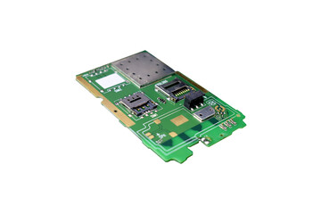 SIM card slot on the mobile circuit board on a white background.