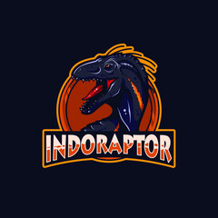 Indoraptor Esports Mascot Logo. Text is editable.