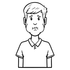 sick man. comic, outline, avatar, nausea.