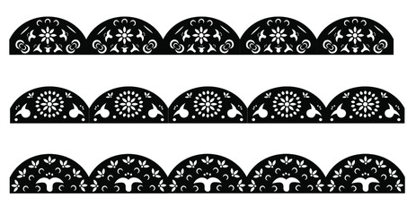 Fototapeta premium Set of borders Can be used for engraving stencils, wood and metal decorations, also fabric, print, textile and more . 