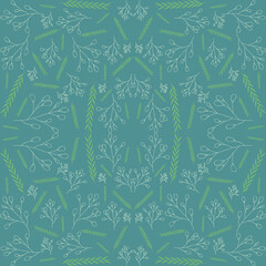 decorative leaves and branches seamless pattern, colorful design