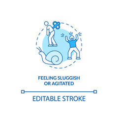Feeling sluggish and agitated concept icon. SAD symptom idea thin line illustration. Tiredness and fatigue. Emotional distress and upheaval. Vector isolated outline RGB color drawing. Editable stroke