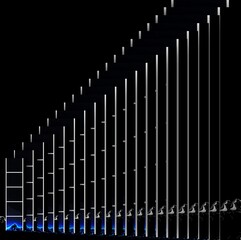 abstract white and blue linear geometric design and pattern on jet black background